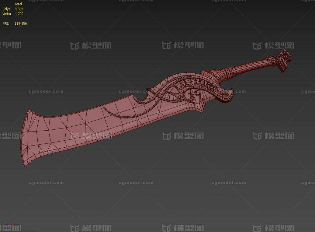 Pbr次世代屠龙刀大刀冷兵器古代武器神器传奇武器模型 冷兵器模型库 Obj Obj Mtl 模型下载 Cg模型网