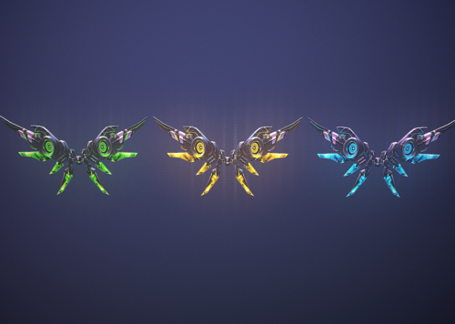 激光翅膀 机甲之翼 水晶 法宝 法器 赛博朋克风 奇迹风 手绘道具模型