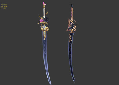 花剑 古剑 飞剑 法宝 法器 国风 武侠 仙侠 写实风 手绘武器模型