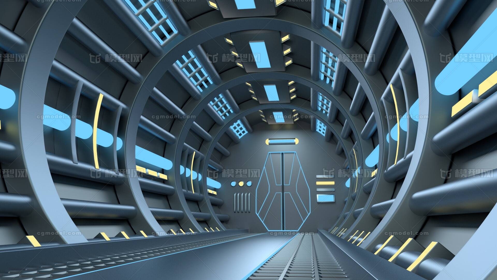 未来科技 宇宙飞船走廊模型-宇宙飞船模型库-Cinema 4D(.c4d)模型下载-cg模型网