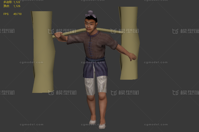古代市井人物场景模型 挑柴 模型-古代场景模型库-3ds Max(.max)模型下载-cg模型网