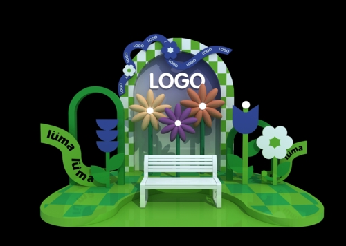 春季美陈,网红拍照打卡美陈,卡通游乐场美陈,绿植墙