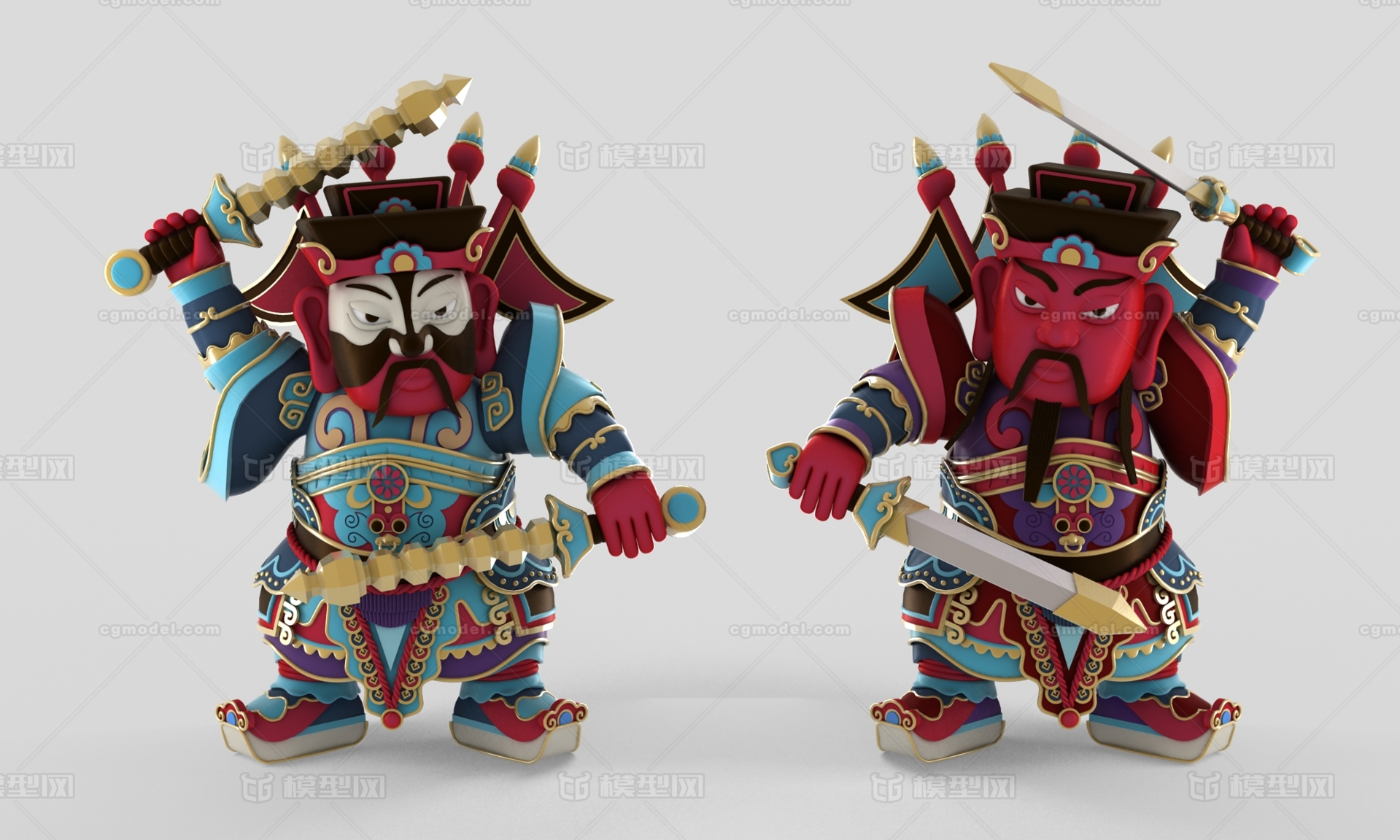 门神 传统图案模型-男人模型库-3ds Max(.max)模型下载-cg模型网