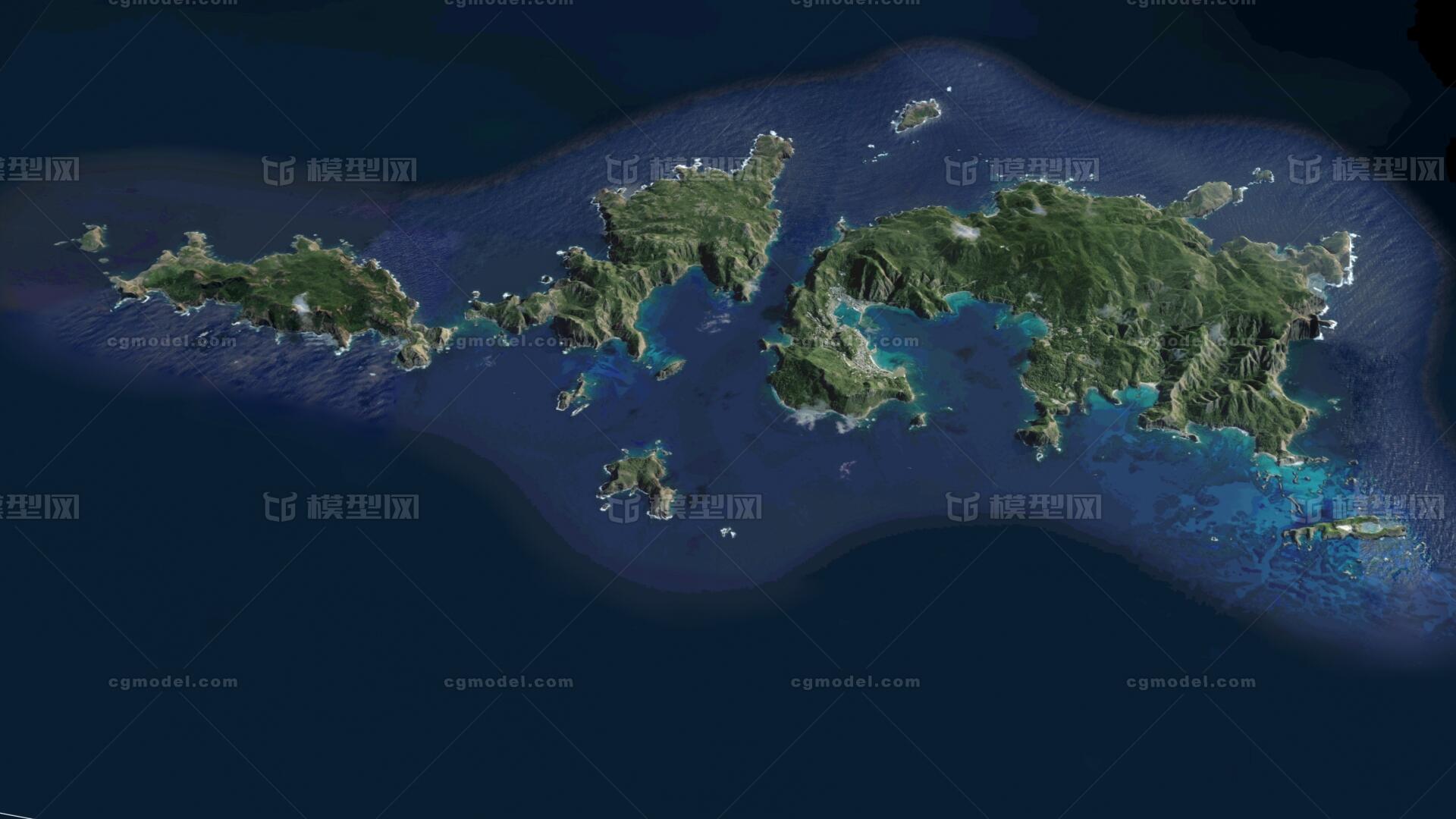 小笠原岛3d模型小笠原岛山脉地形3d模型小笠原岛鸟瞰小模型 自然场景模型库 3ds Max Max 模型下载 Cg模型网