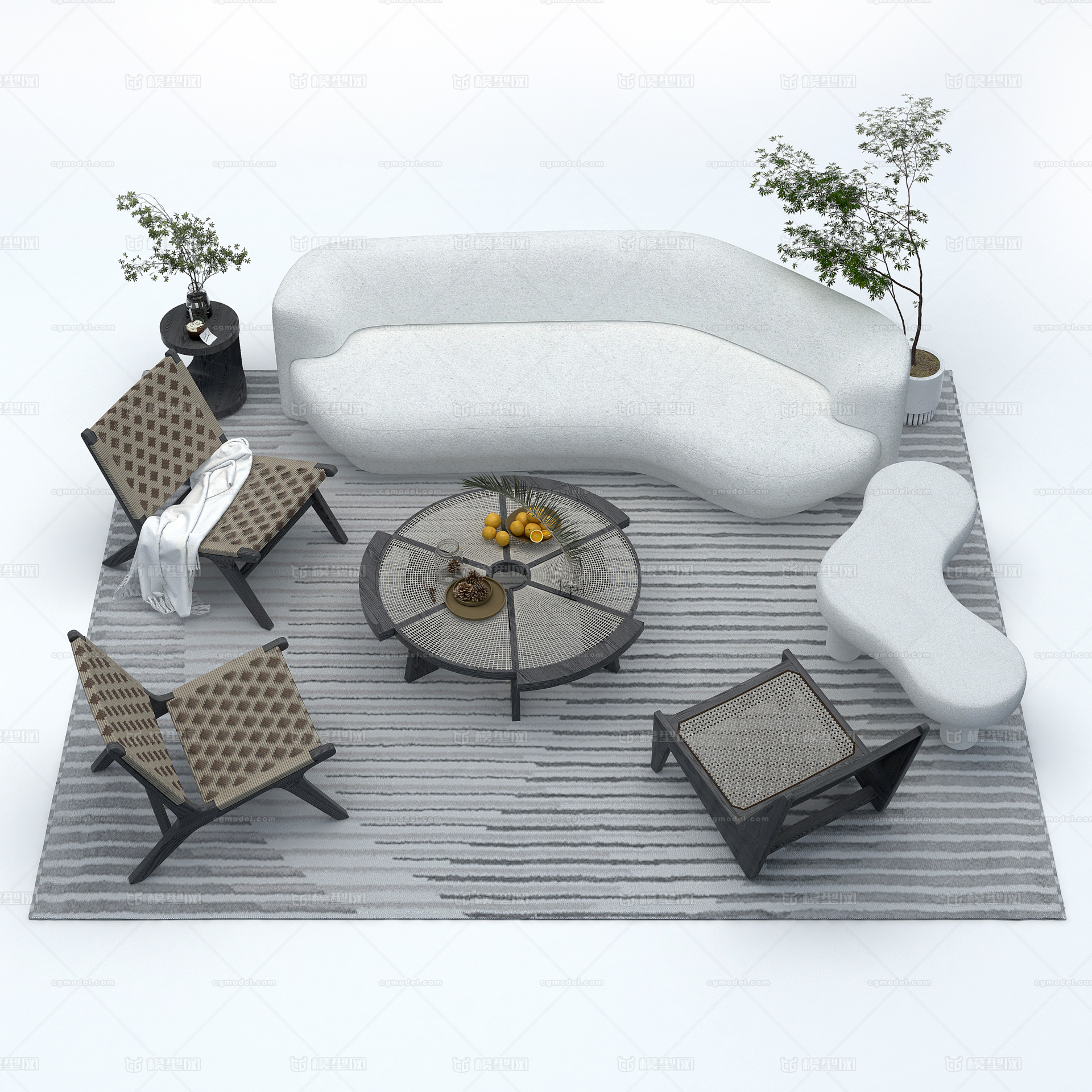 客厅 沙发 茶几 家具组合_xiwangruci作品_家装客厅家装客厅_cg模型网