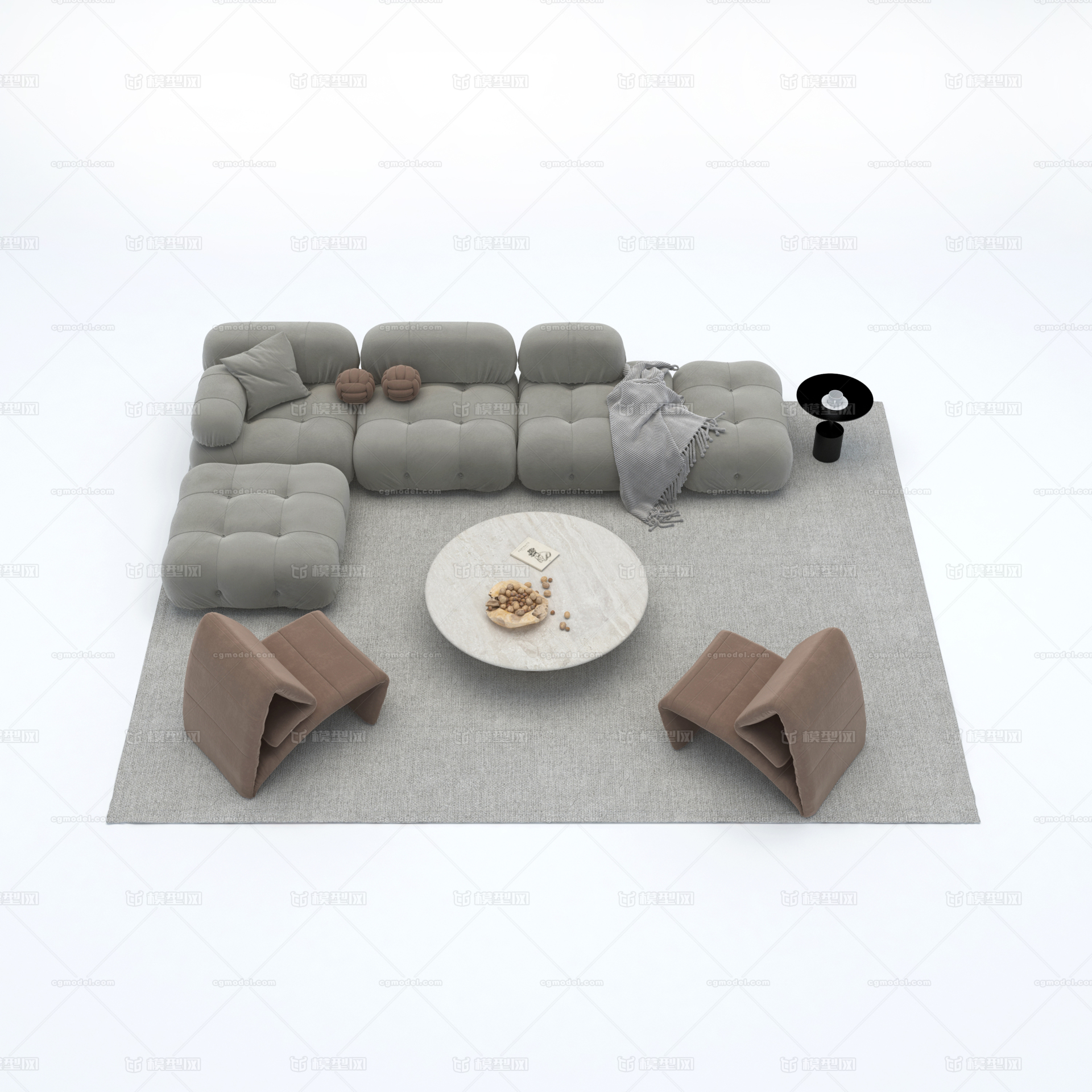 客厅 沙发 茶几 家具组合_xiwangruci作品_家装客厅家装客厅_cg模型网