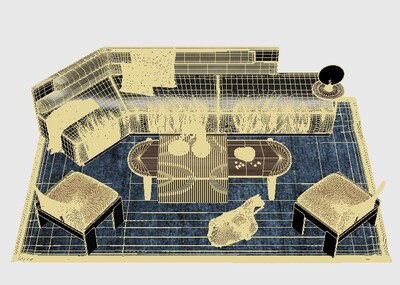 客厅 沙发 茶几 家具组合_xiwangruci作品_家装客厅家装客厅_cg模型网