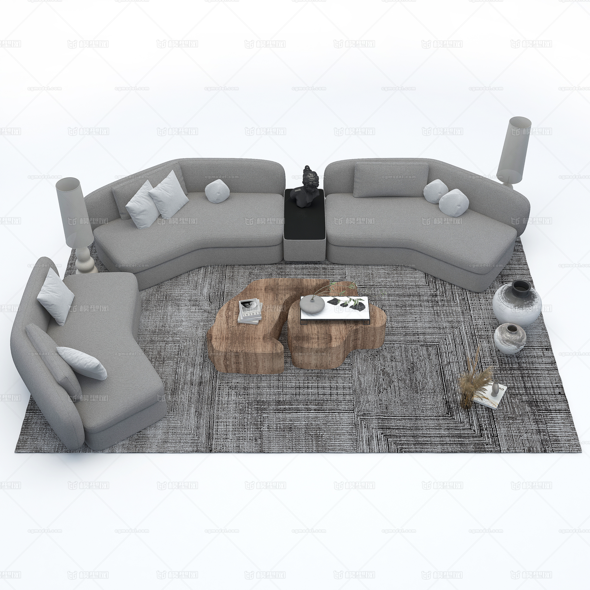 客厅 沙发 茶几 家具组合 家装模型-客厅模型库-3ds Max(.max)模型下载-cg模型网