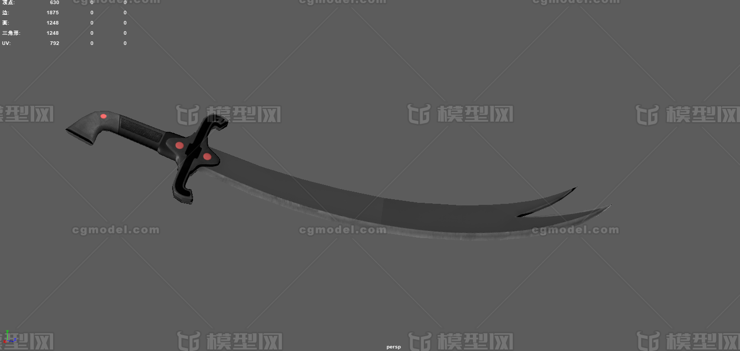 砍刀 波斯弯刀模型-冷兵器模型库-FBX(.fbx)模型下载-cg模型网