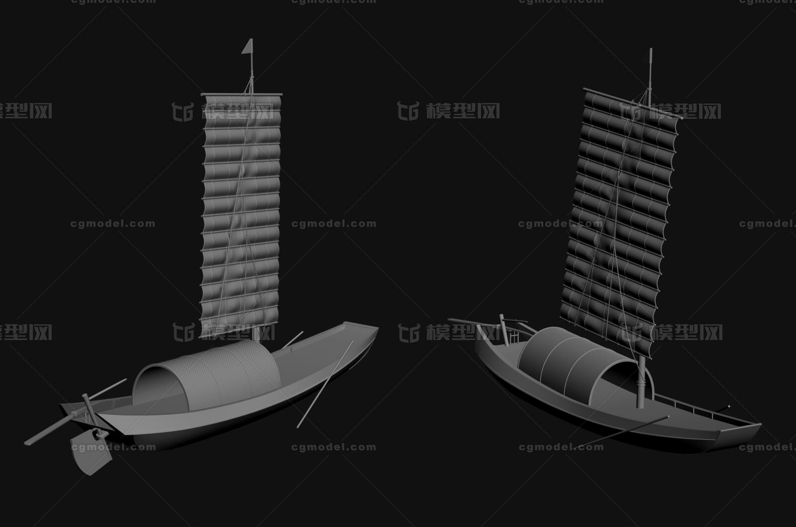 写实古代渔船 古代木船模型-古代船/仿古船模型库-FBX(.fbx)模型下载-cg模型网