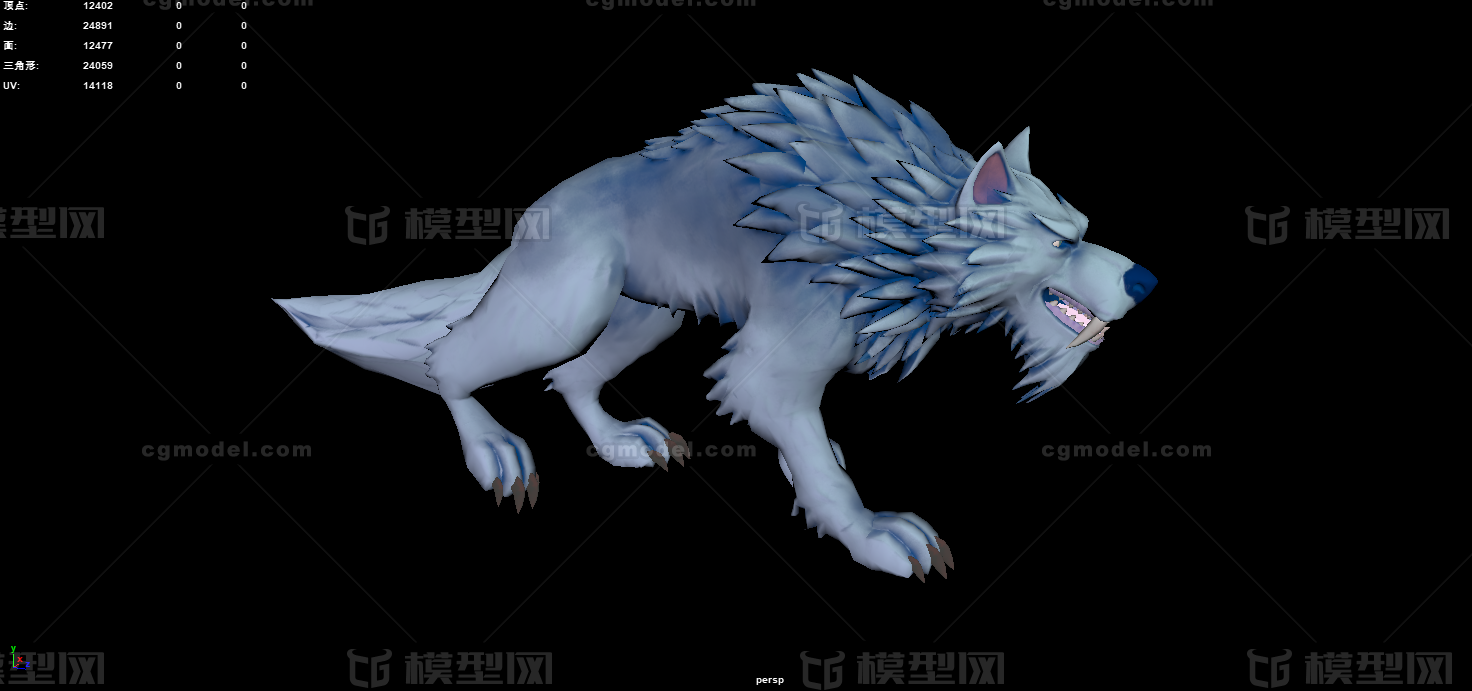 冰原狼 野狼模型-爬行模型库-FBX(.fbx)模型下载-cg模型网