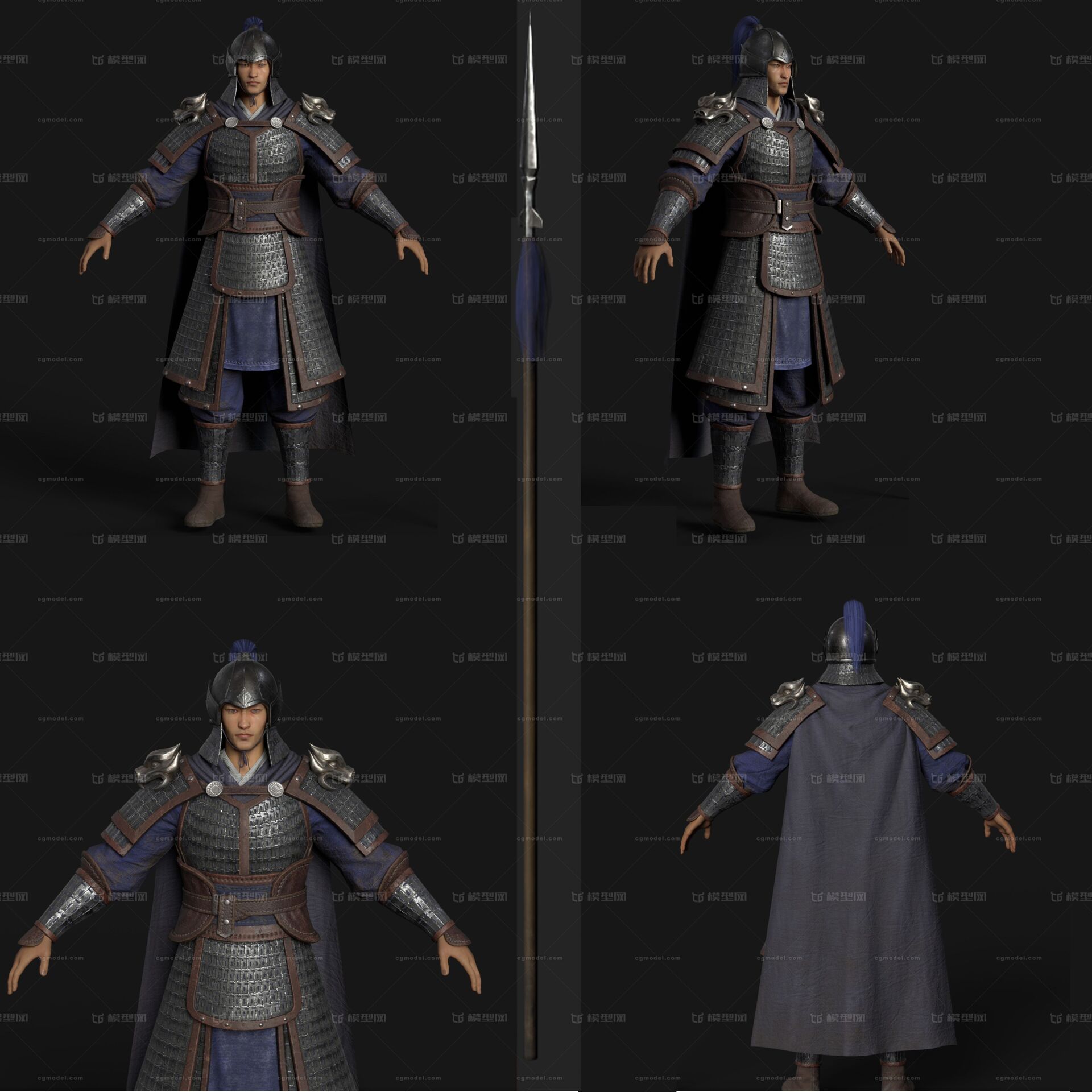 ***古代士兵 古代长枪兵模型-男人模型库-Maya(.ma/.mb)模型下载-cg模型网