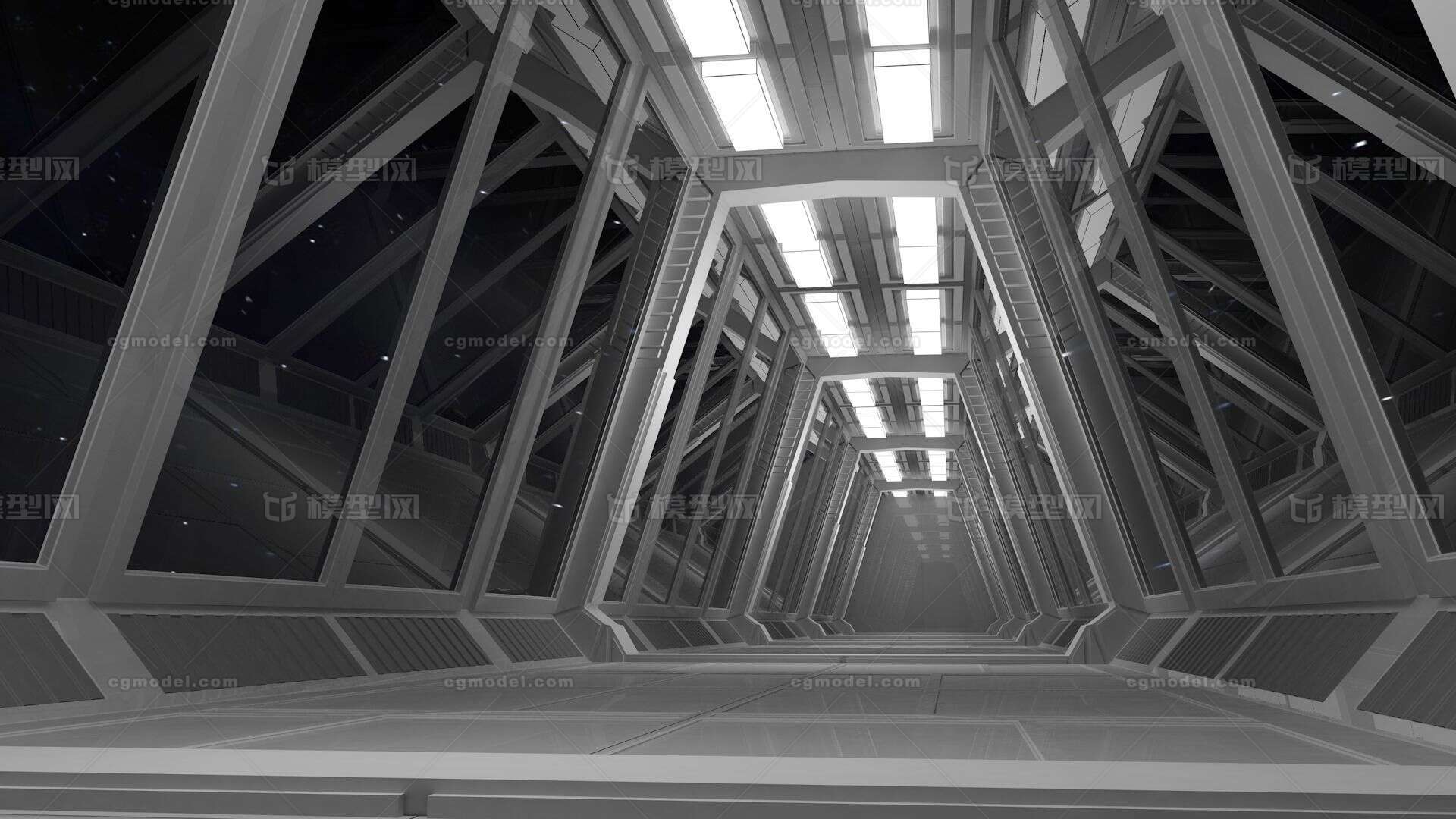 飞船走廊 科幻走廊模型-科幻场景模型库-Cinema 4D(.c4d)模型下载-cg模型网
