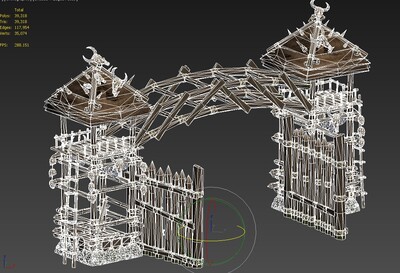 寨门 木制寨门模型-场景部件模型库-3ds Max(.max)模型下载-cg模型网