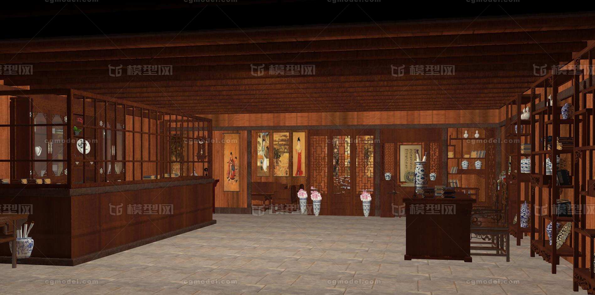 古代钱庄 古代商铺模型模型-历史建筑模型库-3ds Max(.max)模型下载-cg模型网