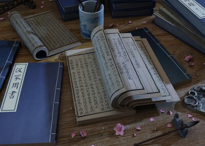 古书翻页动画场景 古书模型-古代场景模型库-3ds Max(.max)模型下载-cg模型网