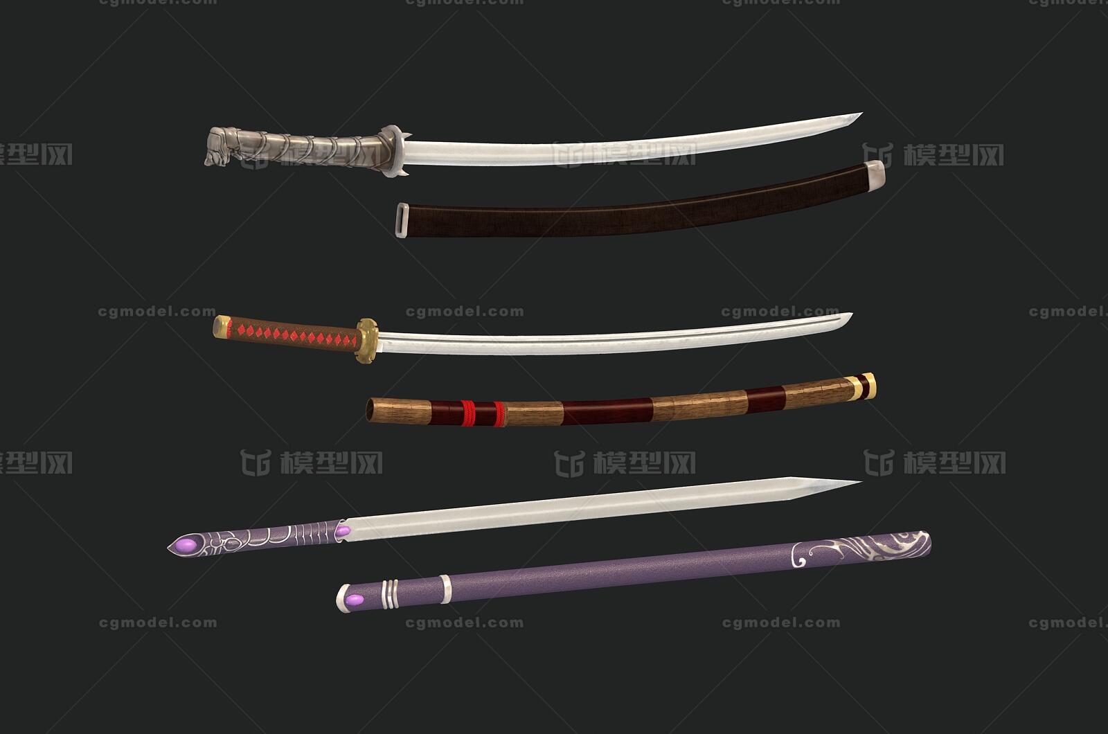 次世代刀剑 武士刀模型-冷兵器模型库-FBX(.fbx)模型下载-cg模型网