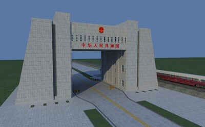 国门小场景 阿拉山口国门模型-现代场景模型库-3ds Max(.max)模型下载-cg模型网
