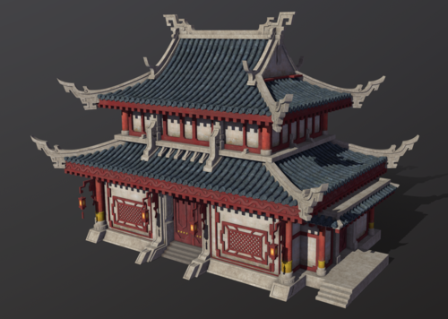 建筑 古建 大殿 宫殿 宝殿 古代房屋 动画场景模型 三转二模型maya