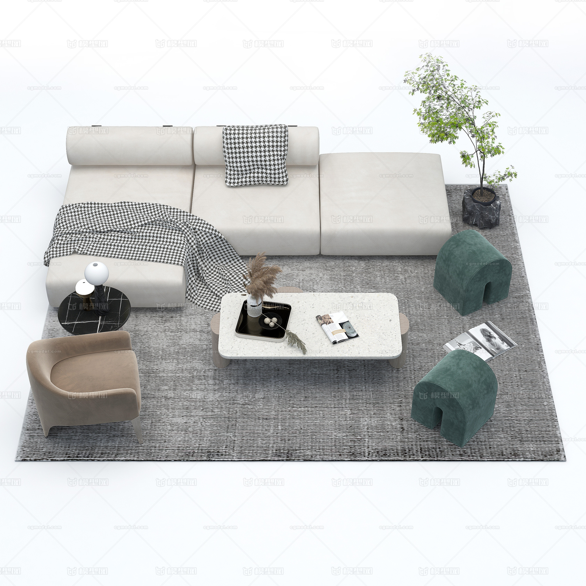 客厅 沙发模型-客厅模型库-3ds Max(.max)模型下载-cg模型网
