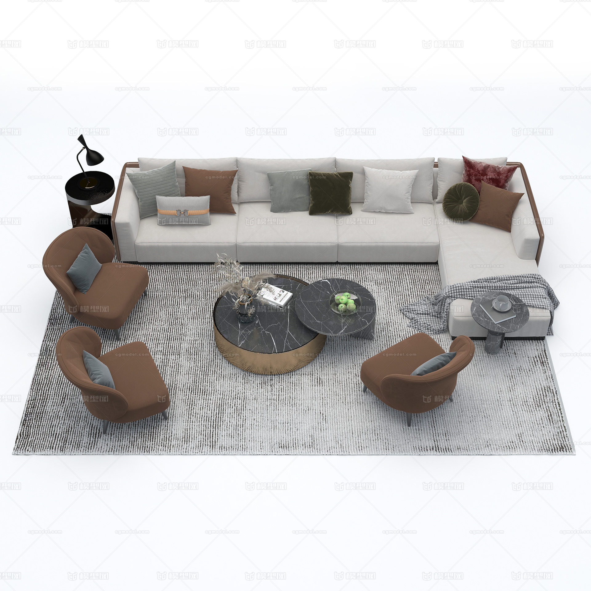 客厅 沙发 茶几 家具组合 家装_xiwangruci作品_家装客厅家装客厅_cg模型网