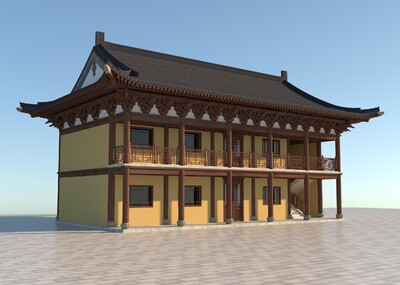 古建筑寺院禅房模型-历史建筑模型库-3ds Max(.max)模型下载-cg模型网