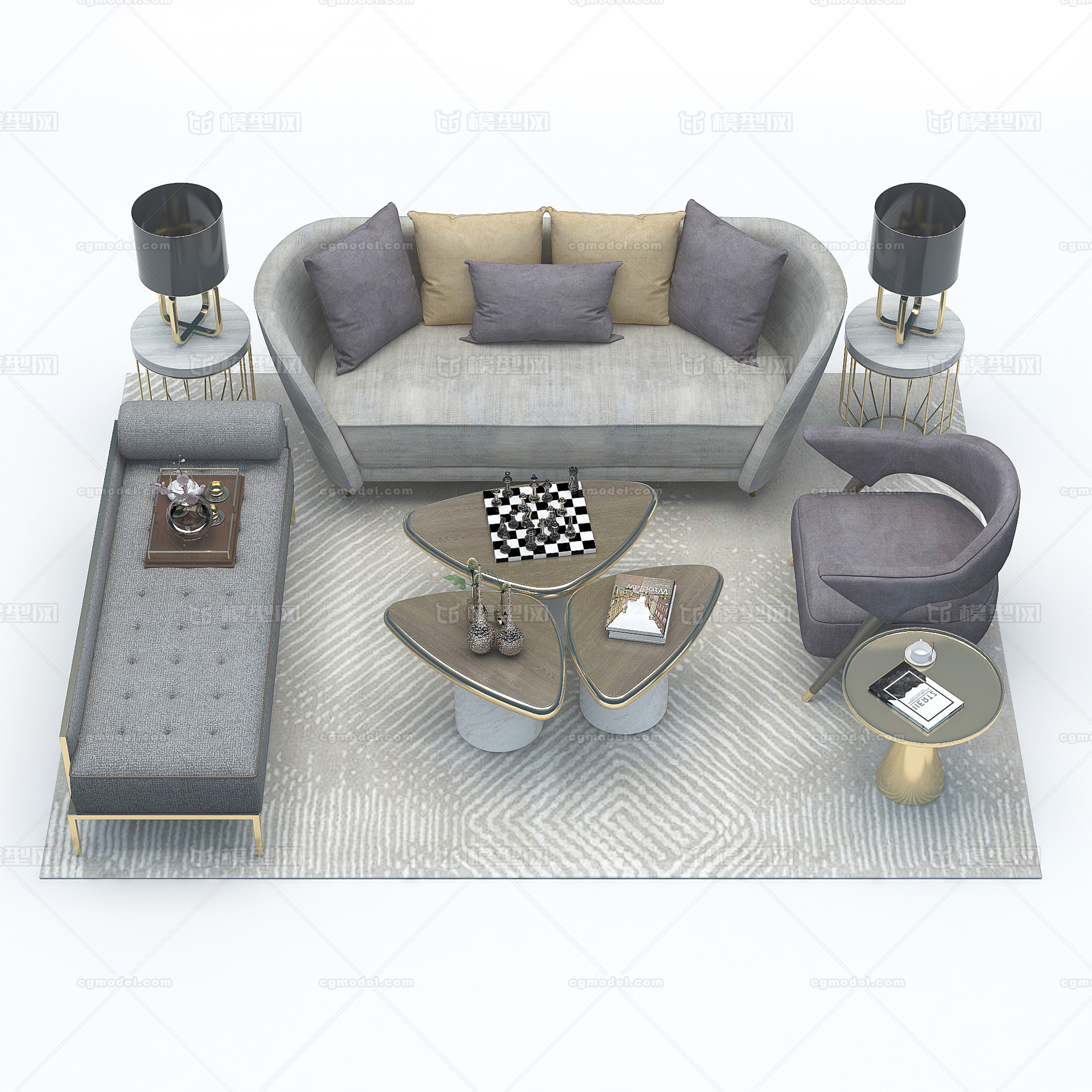 客厅 沙发模型-客厅模型库-3ds Max(.max)模型下载-cg模型网