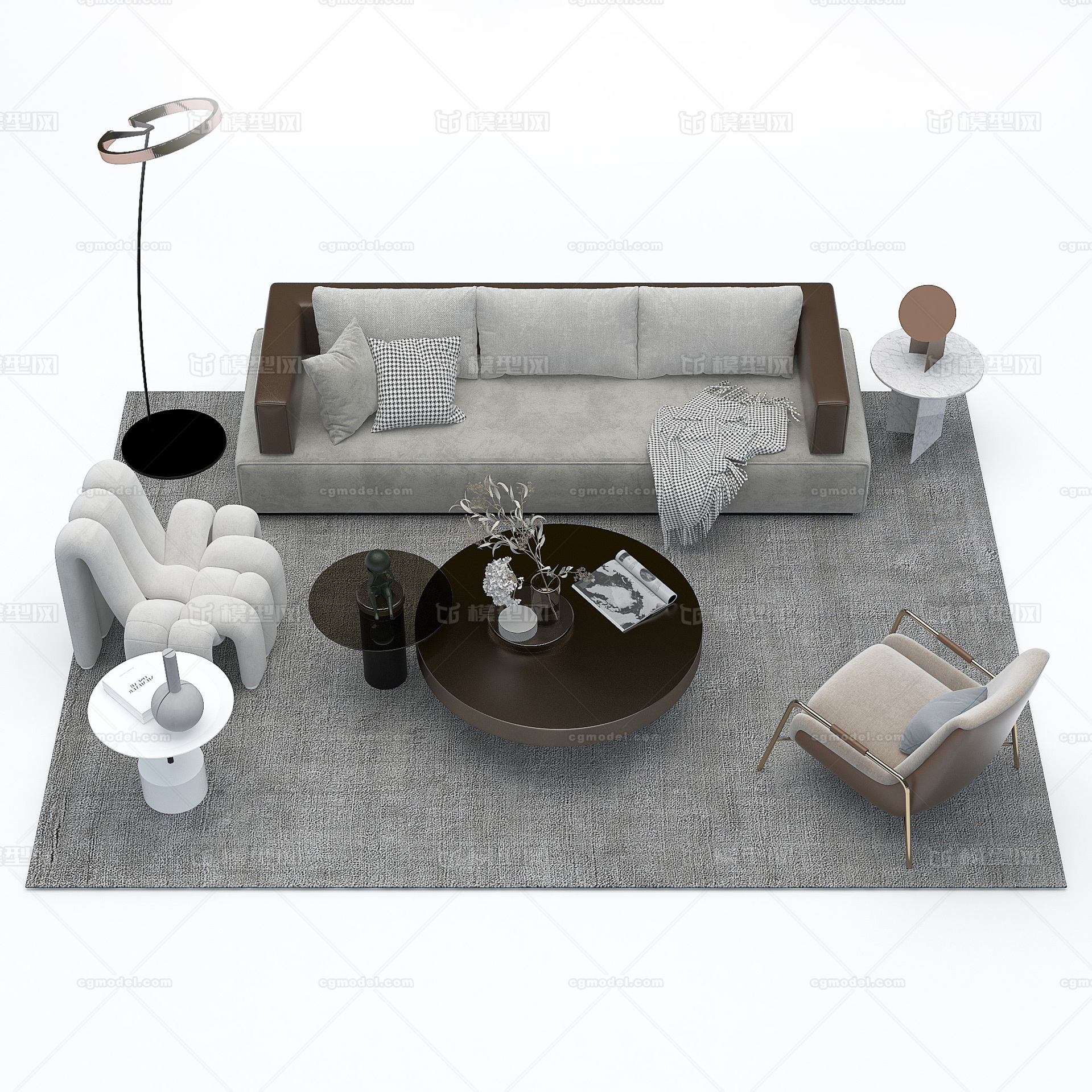 客厅 沙发 茶几 家具组合 家装模型-客厅模型库-3ds Max(.max)模型下载-cg模型网