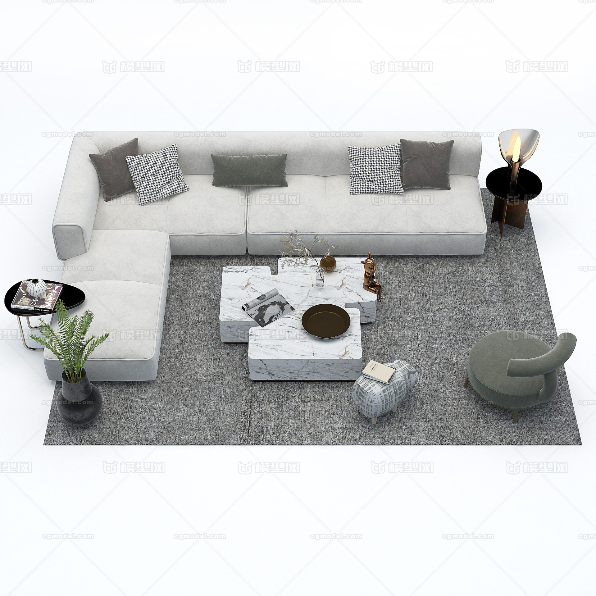 客厅 沙发模型-客厅模型库-3ds Max(.max)模型下载-cg模型网