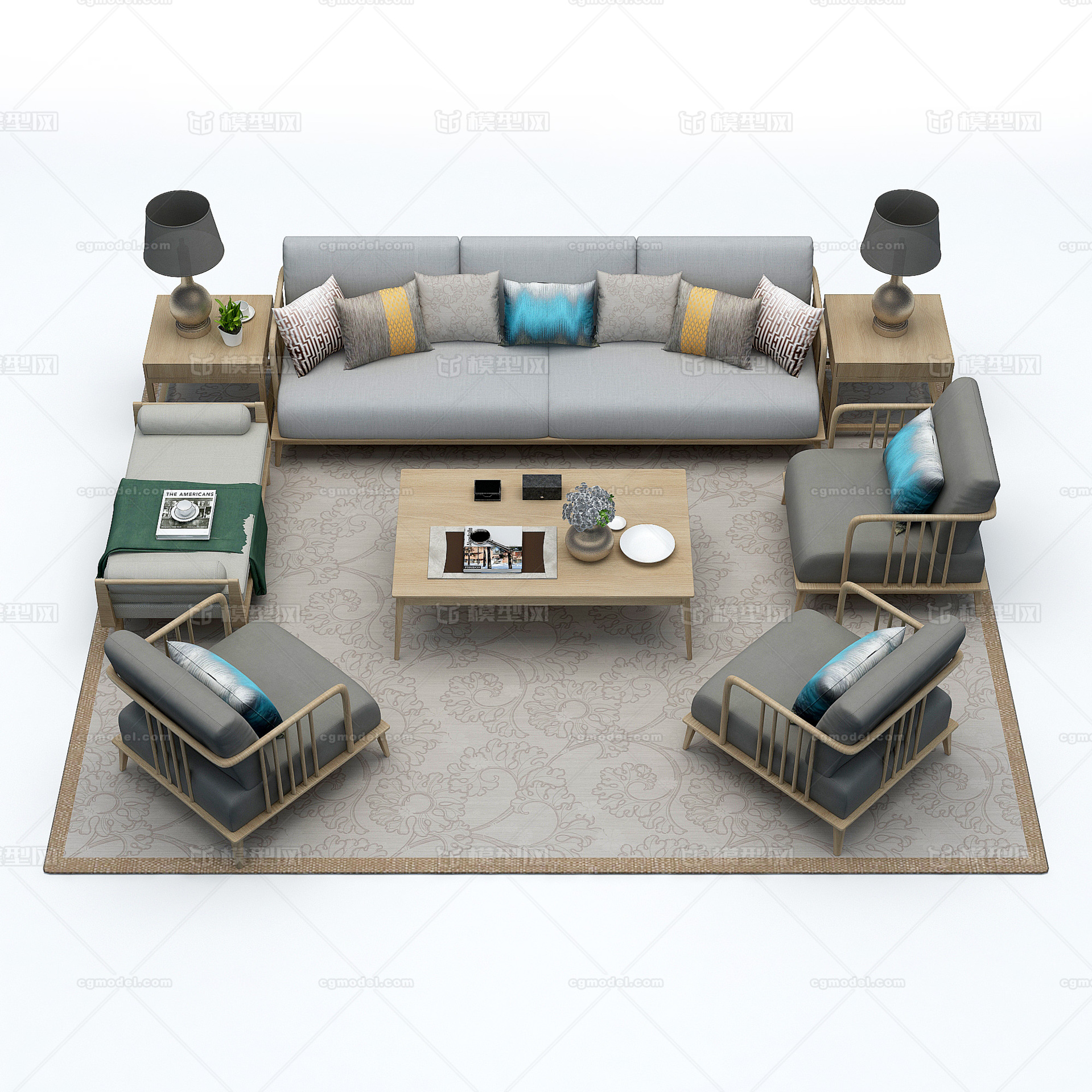 客厅 沙发模型-客厅模型库-3ds Max(.max)模型下载-cg模型网