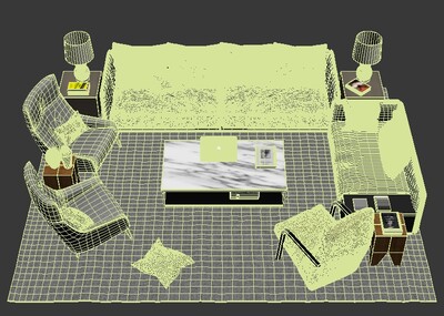 客厅 沙发 茶几 家具组合 家装_xiwangruci作品_家装客厅家装客厅_cg模型网