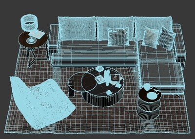 客厅 沙发 茶几 家具组合 家装_xiwangruci作品_家装客厅家装客厅_cg模型网