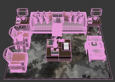 客厅 沙发 茶几 家具组合 家装_xiwangruci作品_家装客厅家装客厅_cg模型网