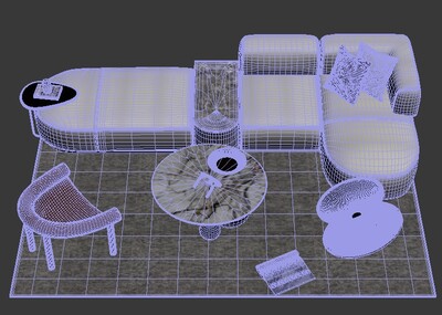 客厅 沙发 茶几 家具组合 家装模型-客厅模型库-3ds Max(.max)模型下载-cg模型网