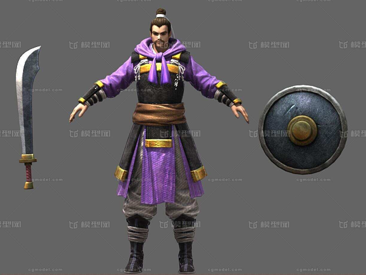 武侠npc刀客守卫模型-男人模型库-3ds Max(.max)模型下载-cg模型网