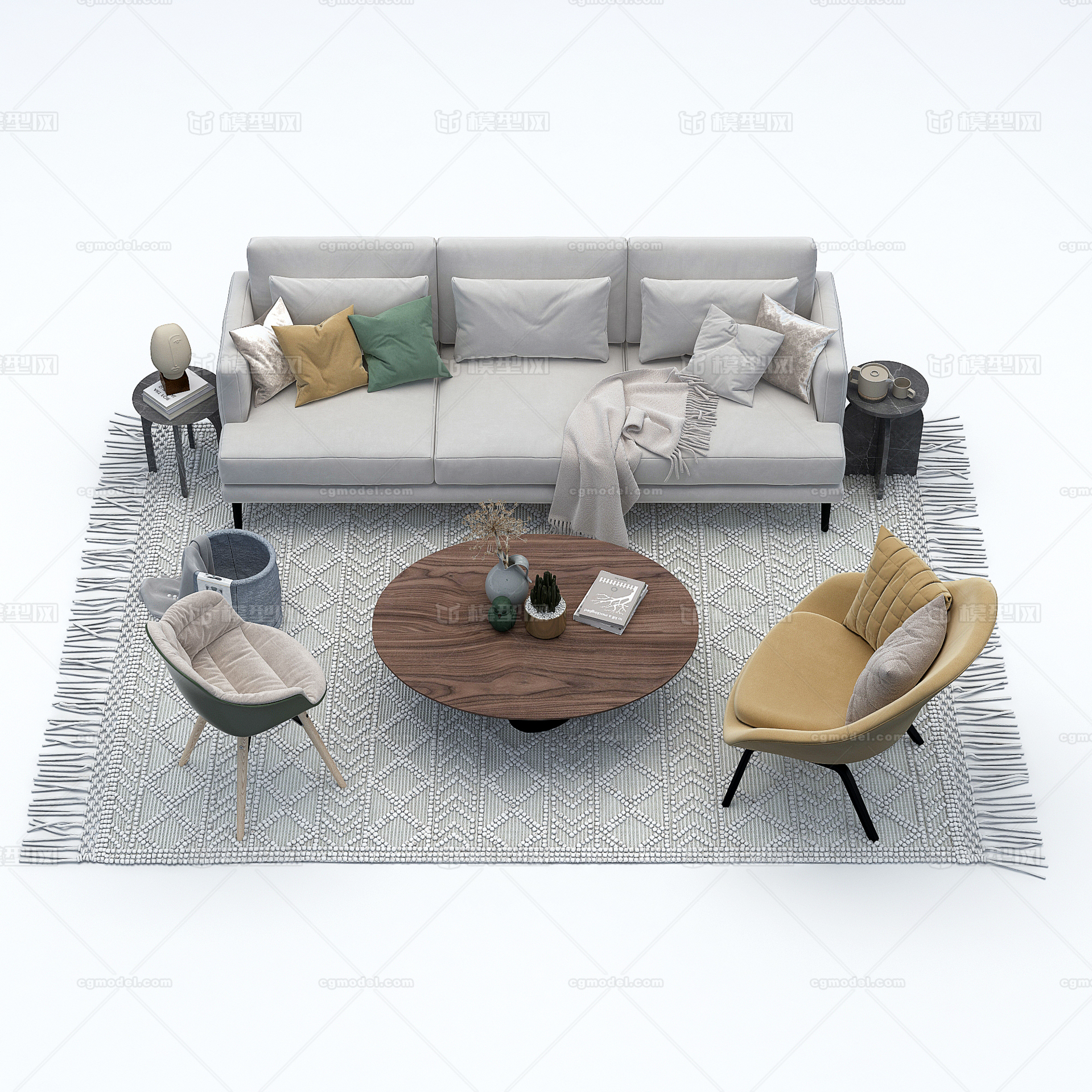 客厅 沙发 茶几 家具组合 家装模型-客厅模型库-3ds Max(.max)模型下载-cg模型网