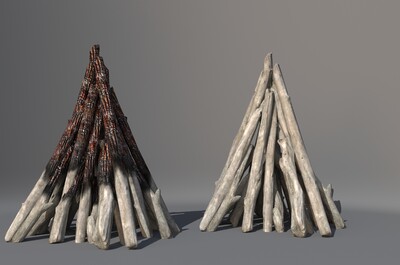 篝火 柴火模型-场景部件模型库-Maya(.ma/.mb)模型下载-cg模型网