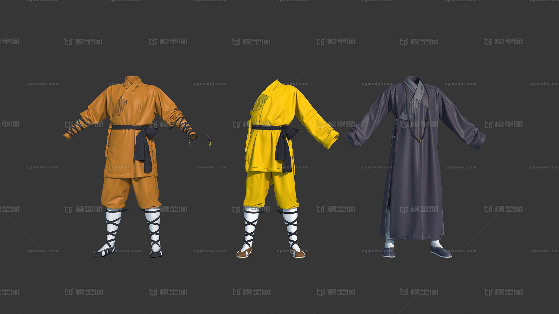少林寺 武僧模型-穿戴服饰模型库-3ds Max(.max)模型下载-cg模型网