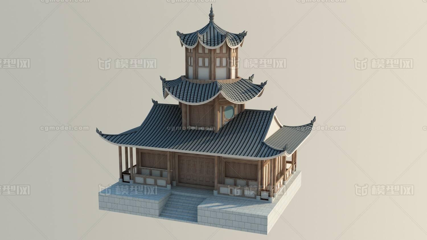 文昌阁 城楼模型-历史建筑模型库-3ds Max(.max)模型下载-cg模型网