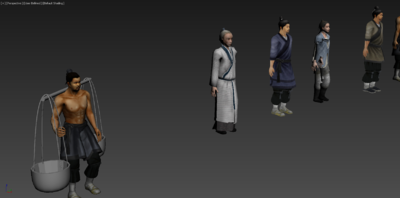 古代挑担子 古代挑扁担模型-男人模型库-3ds Max(.max)模型下载-cg模型网
