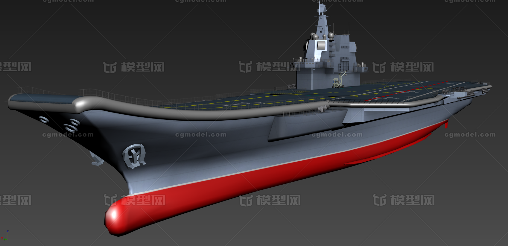 中国辽宁舰航母 16号航母模型-军舰模型库-3ds Max(.max)模型下载-cg模型网