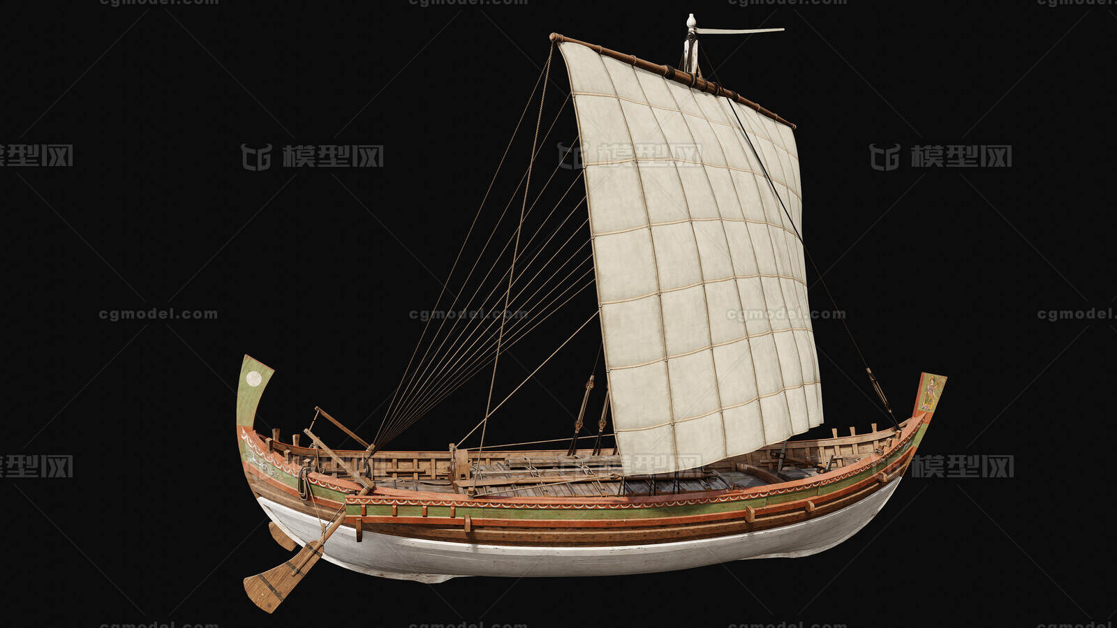 PBR次世代写实古代帆船模型模型-古代船/仿古船模型库-3ds Max(.max)模型下载-cg模型网