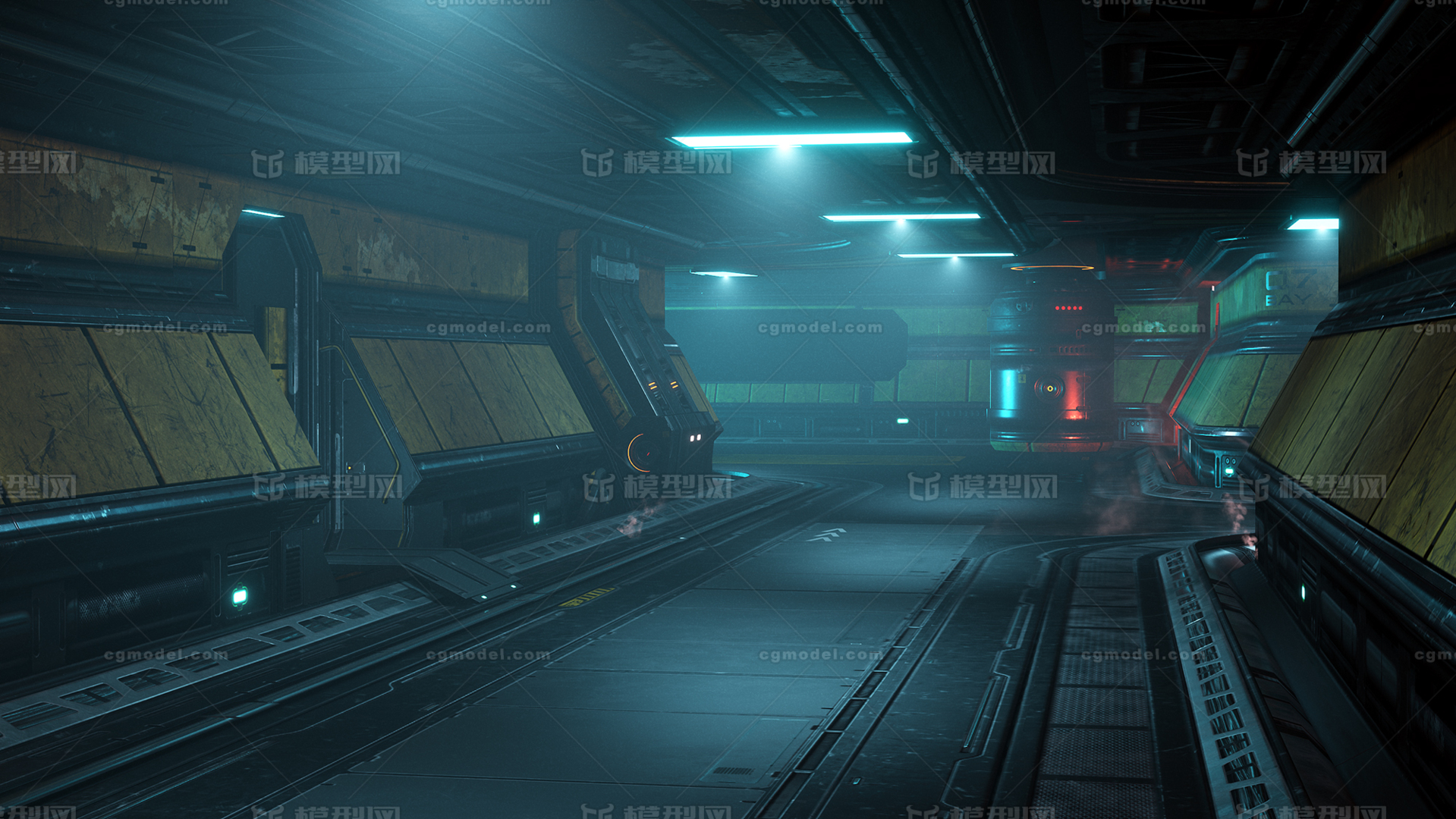 空间站走廊 宇宙飞船过道模型-科幻场景模型库-Blender(.blend)模型下载-cg模型网