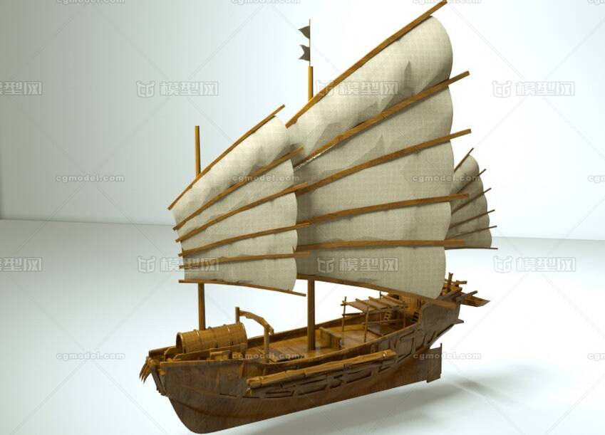 木制帆船 古代船模型-古代船/仿古船模型库-Cinema 4D(.c4d)模型下载-cg模型网