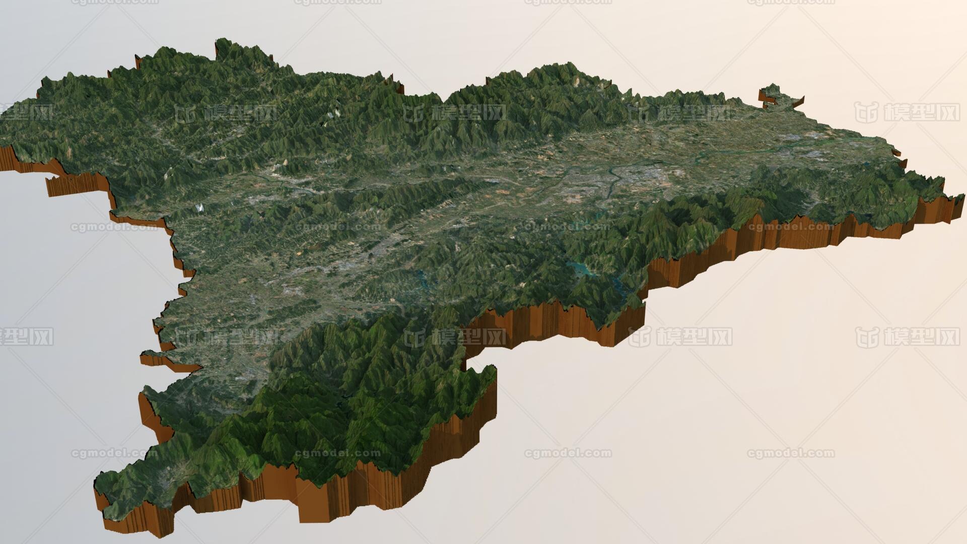 高清衢州市3d模型 衢州市地形3d模型 衢州市山脉地形 衢州模型-自然场景模型库-3ds Max(.max)模型下载-cg模型网