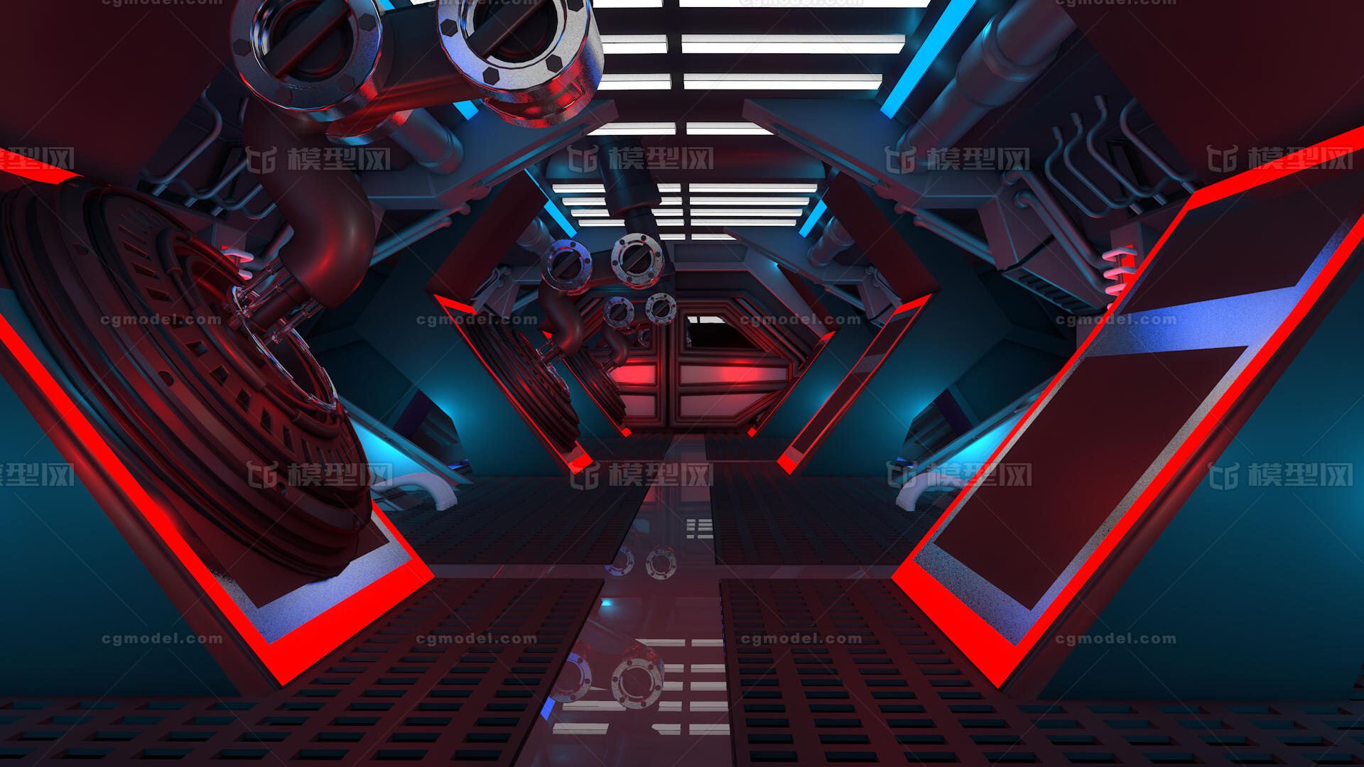 科幻走廊场景 科技走廊模型-科幻场景模型库-3D Studio(.3ds)模型下载-cg模型网