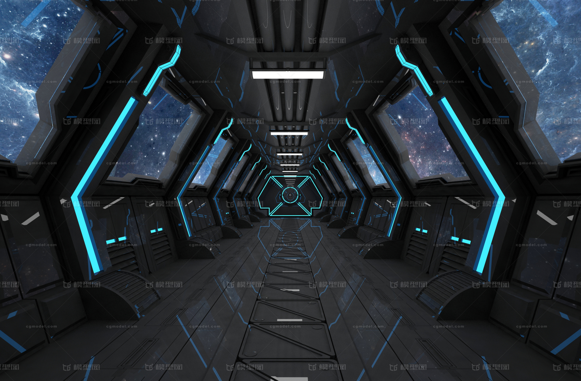 科幻走廊场景 科技走廊模型-科幻场景模型库-3D Studio(.3ds)模型下载-cg模型网