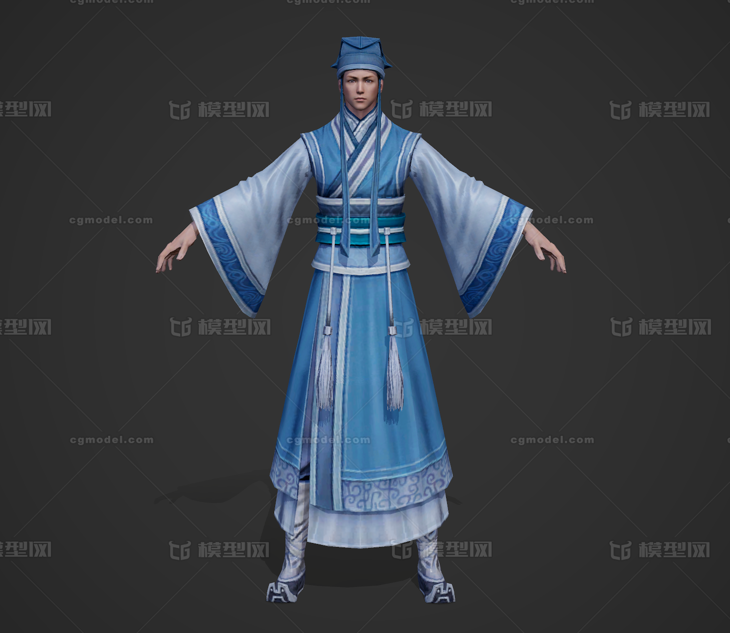 次世代 古代书生模型-男人模型库-FBX(.fbx)模型下载-cg模型网