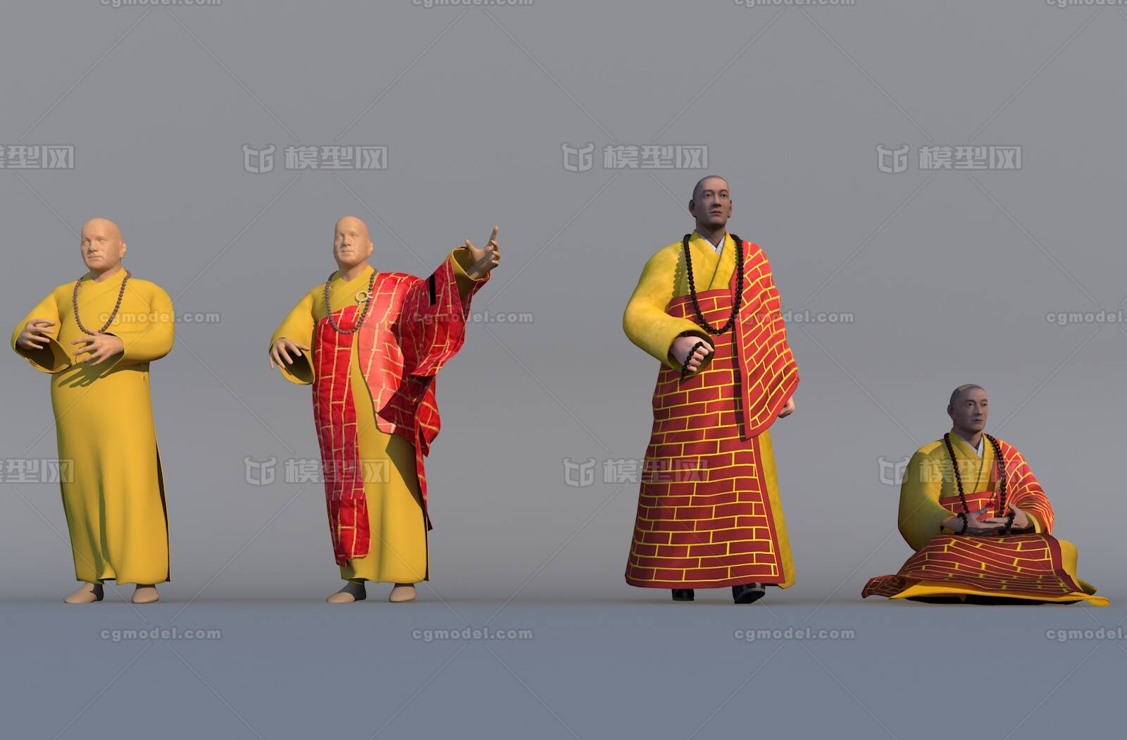 和尚 僧人模型-男人模型库-3ds Max(.max)模型下载-cg模型网