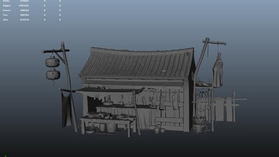 古代肉铺 街边肉摊模型-古代场景模型库-Maya(.ma/.mb)模型下载-cg模型网